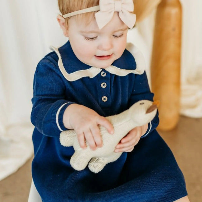 Knit Baby Dress with Ruffle Collar (Organic Cotton) - Olive Sprout Kids