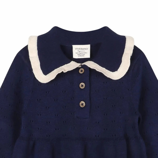 Knit Baby Dress with Ruffle Collar (Organic Cotton) - Olive Sprout Kids