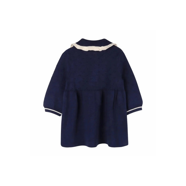 Knit Baby Dress with Ruffle Collar (Organic Cotton) - Olive Sprout Kids