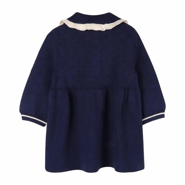 Knit Baby Dress with Ruffle Collar (Organic Cotton) - Olive Sprout Kids