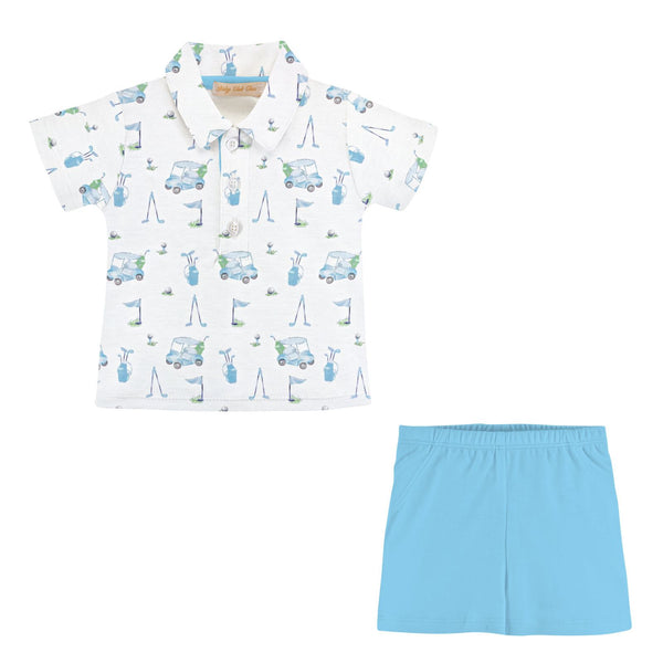 Light Blue Golf Tee & Short Set (Peruvian Cotton)