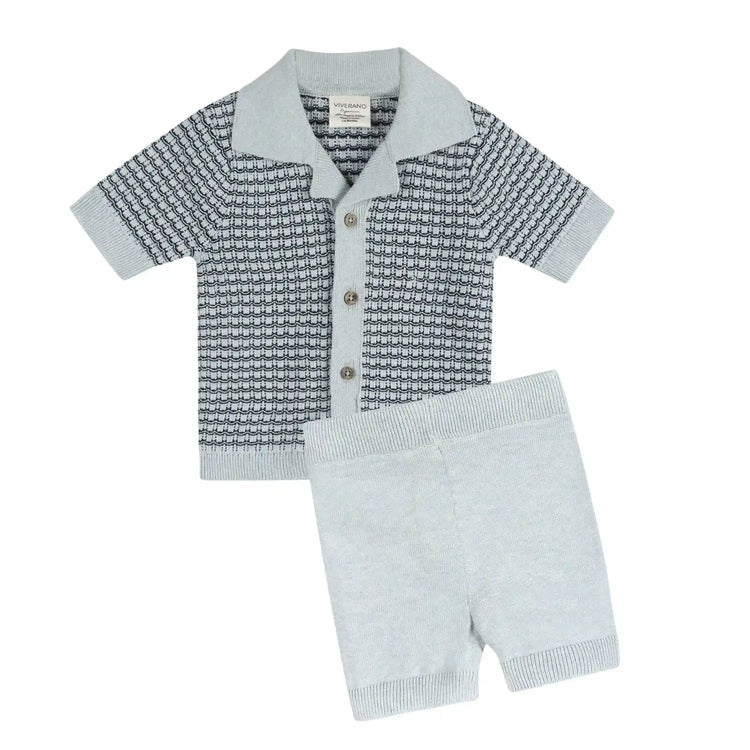 Miles Wave Textured Organic Cotton Baby Set | Olive Sprout Kids