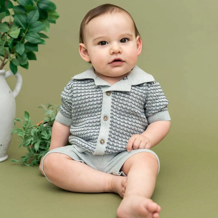 Miles Wave Textured Organic Cotton Baby Set | Olive Sprout Kids