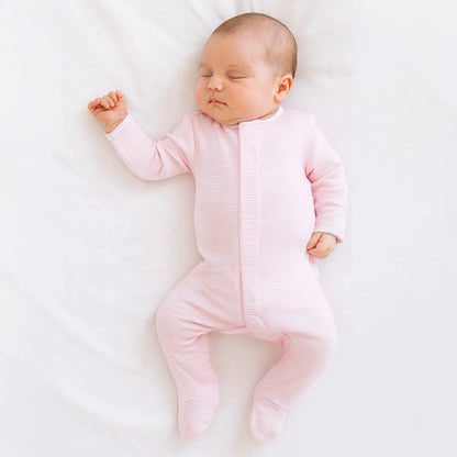 pink zipper footie girls pima cotton| Olive Sprout Kids