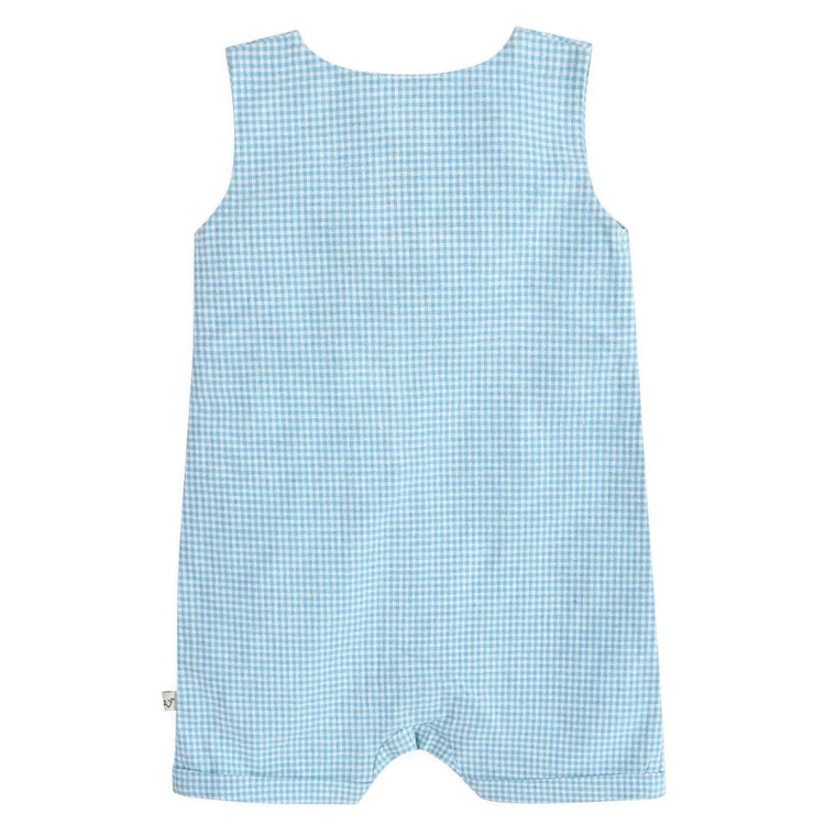 
                    
                      Baby Boy Organic Cotton Nautical Gingham Romper in Blue | Viverano
                    
                  