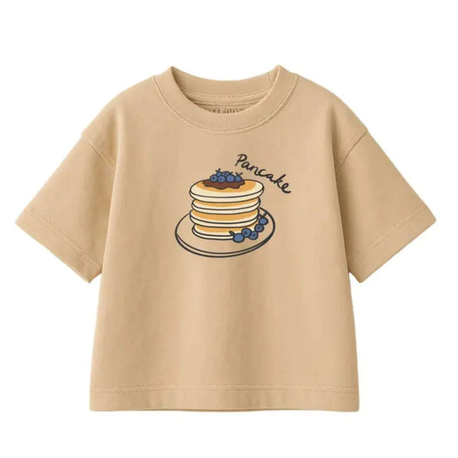 Toddler Boy Beige Pancake Stack Print T-Shirt - Organic Cotton - Luna + Luca