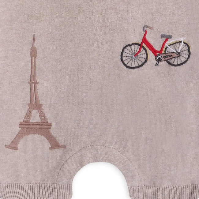 Viverano Paris Embroidered Baby Knit Romper, Organic Cotton