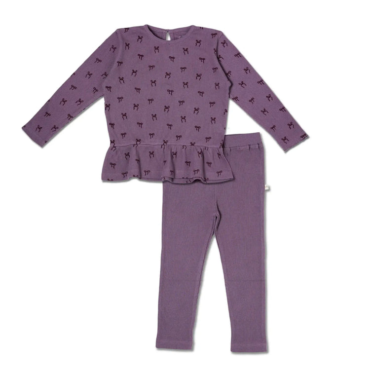 Peplum Top & Leggings Set (Organic Cotton) from makemake organics babies and girls