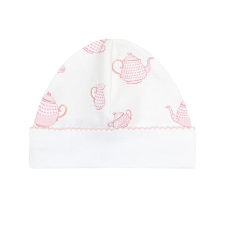 Petite Tea Time Converter Gown & Hat (Pima Cotton), Nellapima Pima cotton baby girl converter gown with tea set print and matching hat