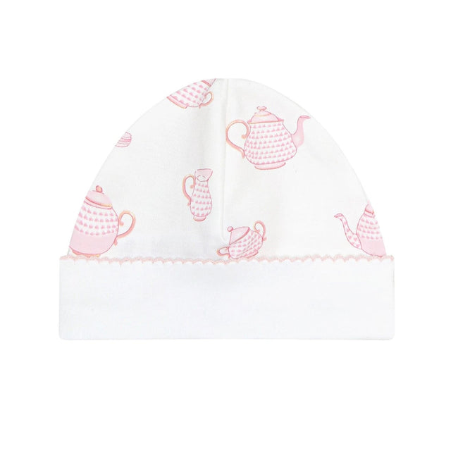 Petite Tea Time Converter Gown & Hat (Pima Cotton), Nellapima Pima cotton baby girl converter gown with tea set print and matching hat