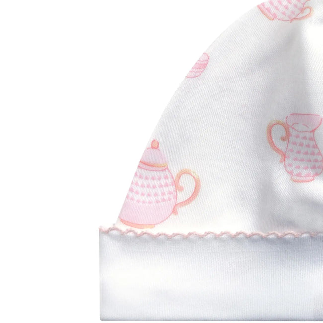 Petite Tea Time Converter Gown & Hat (Pima Cotton), Nellapima Pima cotton baby girl converter gown with tea set print and matching hat