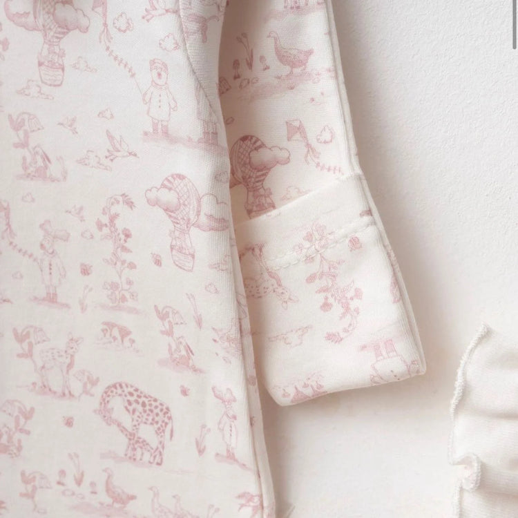 
                    
                      Baby Girl Pink Toile Romper, Blanket & Hat Layette Set
                    
                  