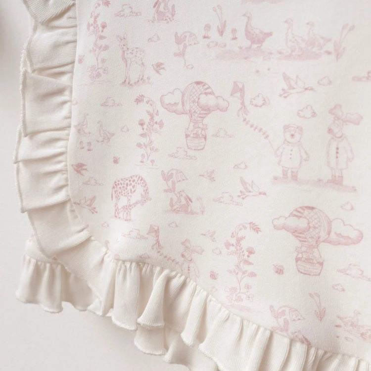 
                    
                      Baby Girl Pink Toile Romper, Blanket & Hat Layette Set
                    
                  