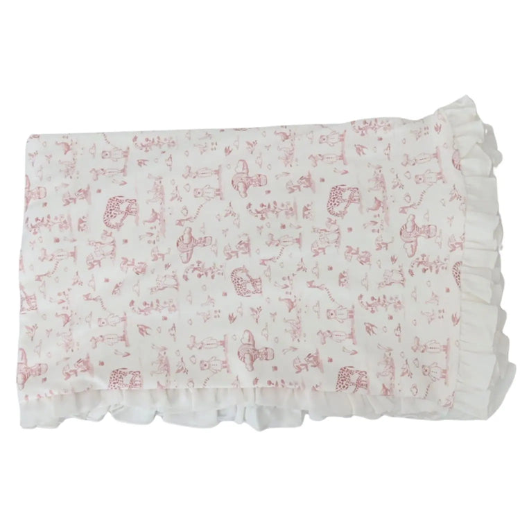 
                    
                      Baby Girl Pink Toile Romper, Blanket & Hat Layette Set
                    
                  