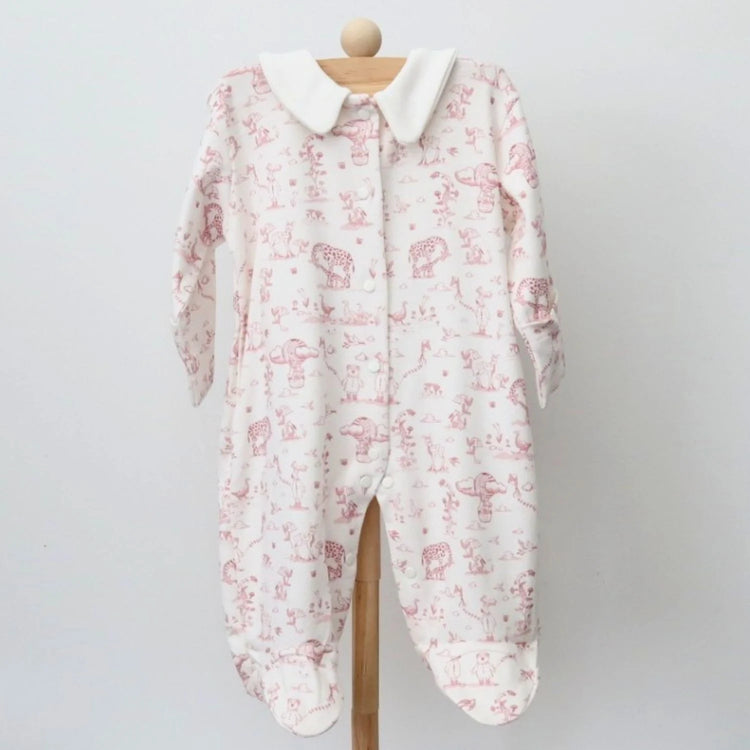 
                    
                      Baby Girl Pink Toile Romper, Blanket & Hat Layette Set
                    
                  