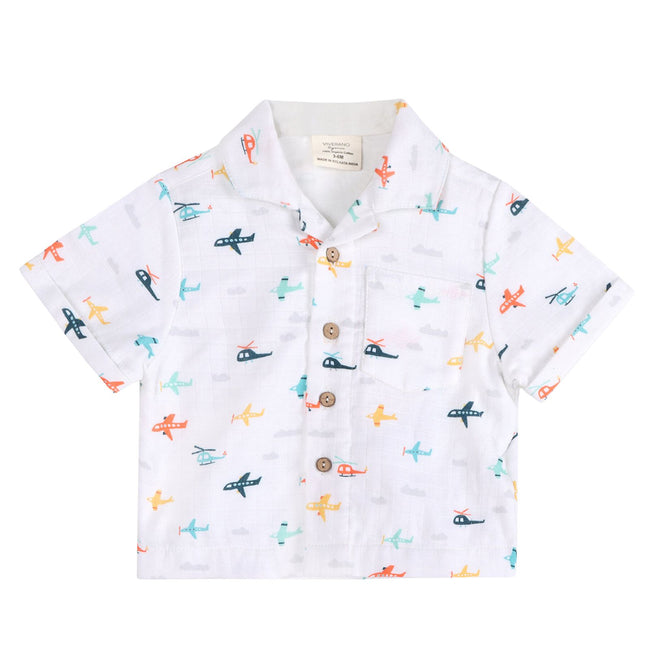 Baby Boy Organic Cotton Airplane Print Shirt & Shorts Set | Viverano Organics | Olive Sprout Kids, Planes Baby Shirt & Shorts Set (Organic Cotton)