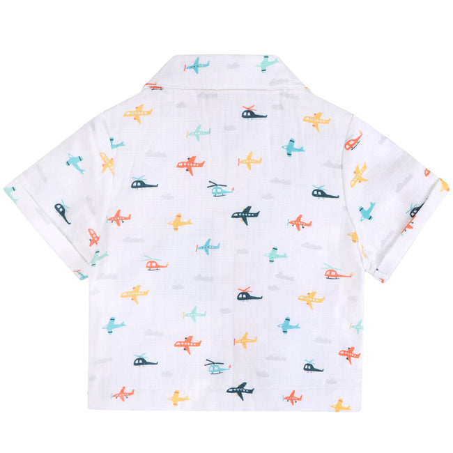 Baby Boy Organic Cotton Airplane Print Shirt & Shorts Set | Viverano Organics | Olive Sprout Kids, Planes Baby Shirt & Shorts Set (Organic Cotton)
