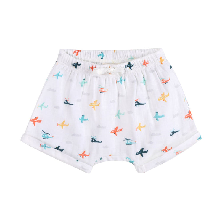 Baby Boy Organic Cotton Airplane Print Shirt & Shorts Set | Viverano Organics | Olive Sprout Kids