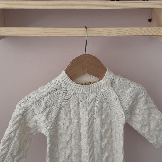 Organic Cable Knit Sweater Romper - Olive Sprout Kids