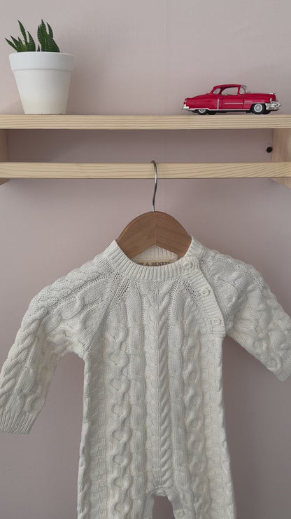 Organic Cable Knit Sweater Romper - Olive Sprout Kids