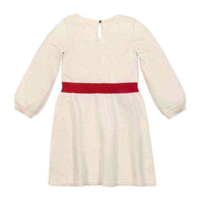 Organic Skater Sweater Dress – White styled as a classic girls sweater dress for fall and winter