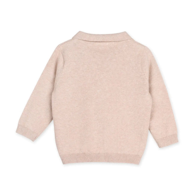 Resort Cable Knit Baby Sweater Cardigan & Pant Set, Viverano Organics organic cotton cable knit cardigan with matching pants on baby