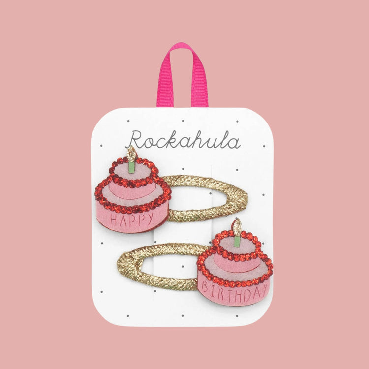 Birthday Cake Clips by Rockahula Kids. Glitter hair accessories for birthdays.