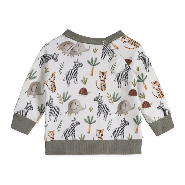 Safari Animals Baby Pullover & Pants Set (Organic Cotton) - Olive Sprout Kids
