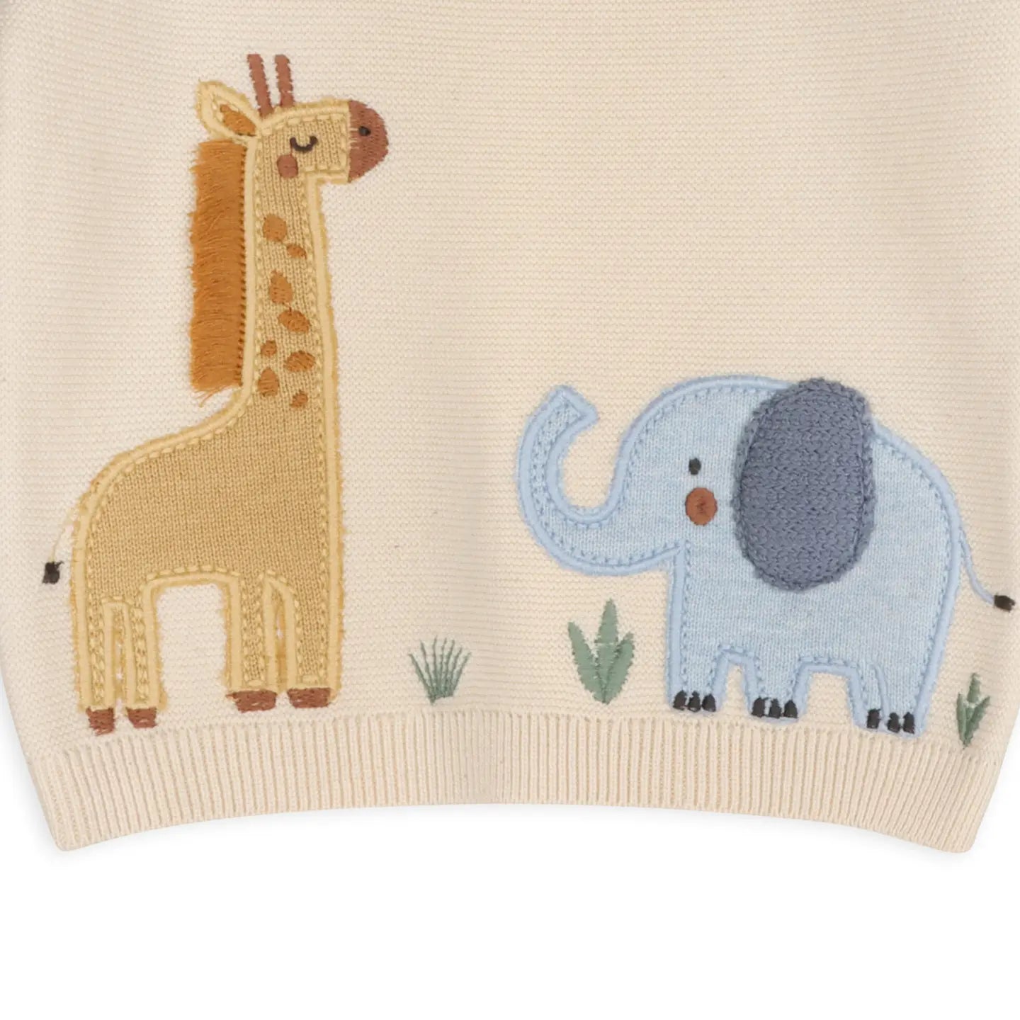 Organic Safari Appliqué Baby Pullover Sweater – Natural | Olive Sprout Kids