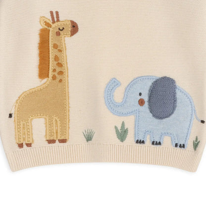 Organic Safari Appliqué Baby Pullover Sweater – Natural | Olive Sprout Kids