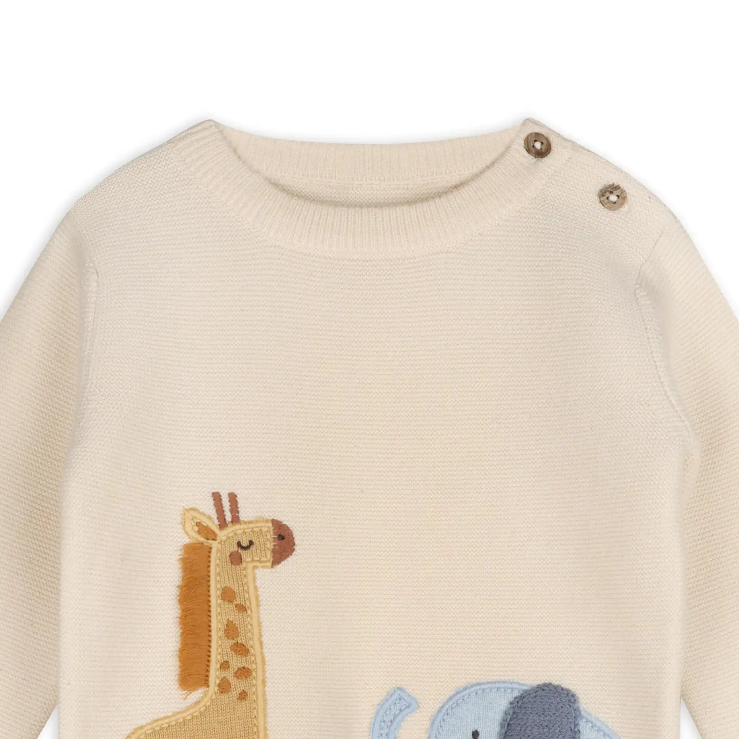 Organic Safari Appliqué Baby Pullover Sweater – Natural | Olive Sprout Kids