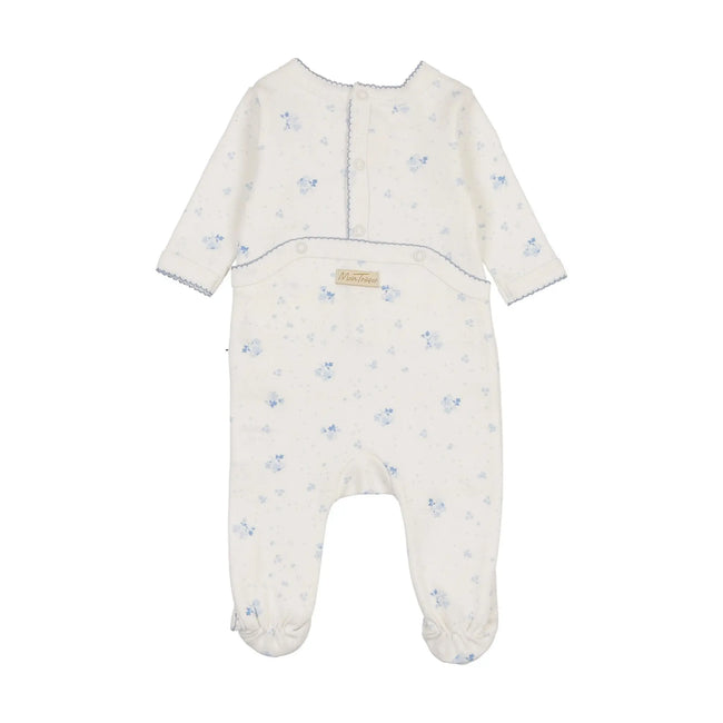 Scattered Blossoms Layette Set in Ivory & Blue baby boy gift