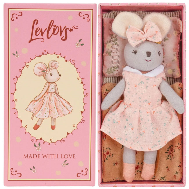 LEVLOVS Sherry Blossom Mouse in a Box | Stuffed Animal