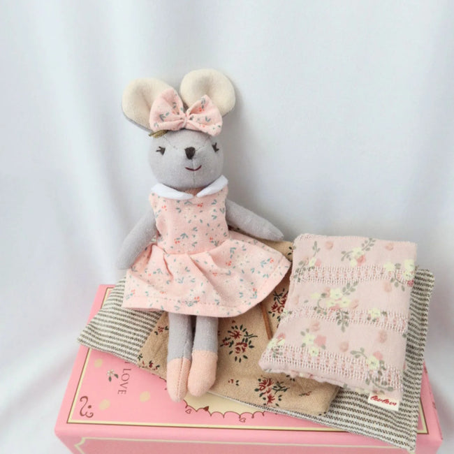 LEVLOVS Sherry Blossom Mouse in a Box | Stuffed Animal