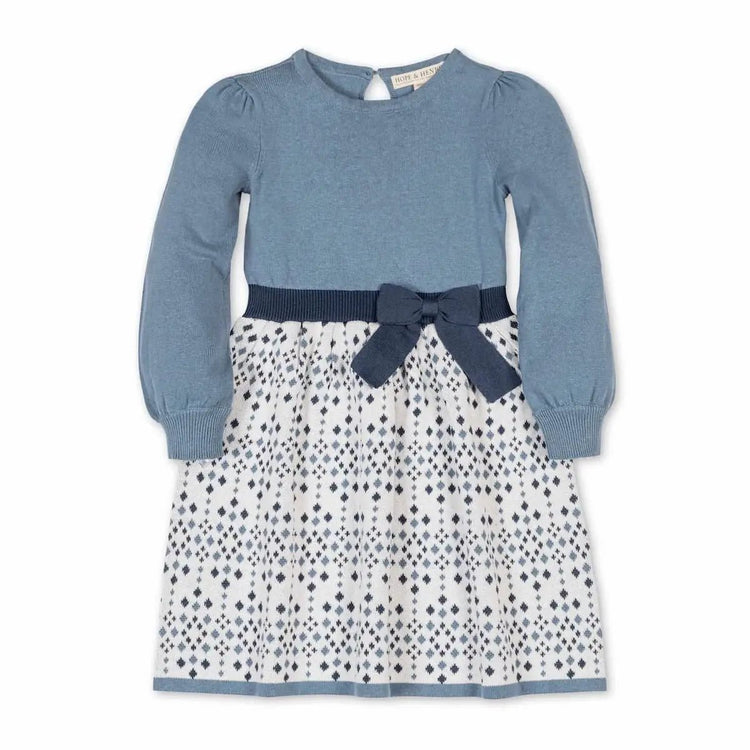 Skater Sweater Dress with Bow (Organic Cotton) - Olive Sprout Kids