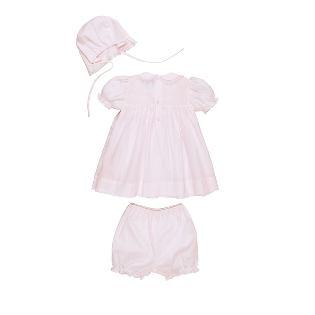 Smocked Baby Dress Set with French Lace & Matching Bonnet beautiful baby girl outfit