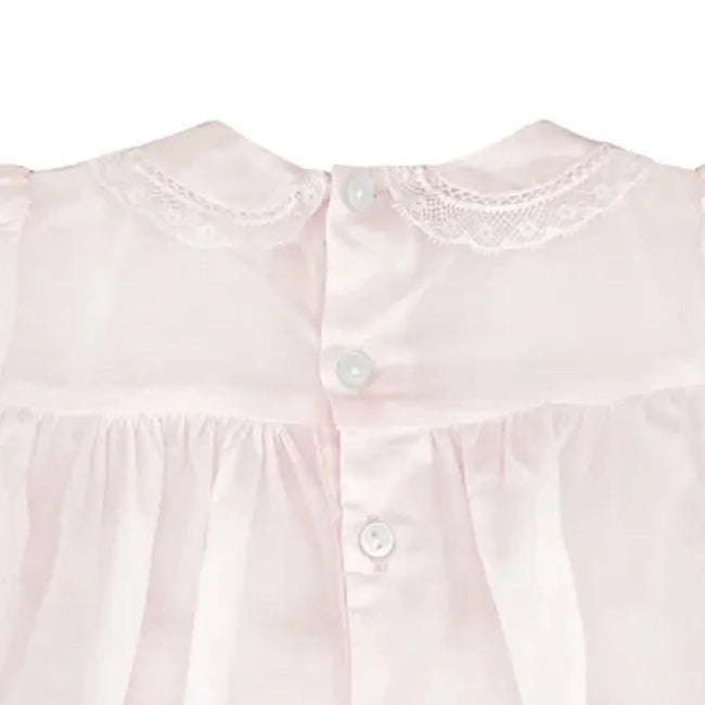 Heirloom Smocked Baby Dress with French Lace & Bonnet details