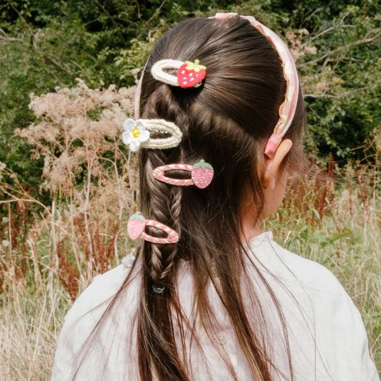 Cute baby girl hair accessories: Glitter strawberry clips by Rockahula Kids.