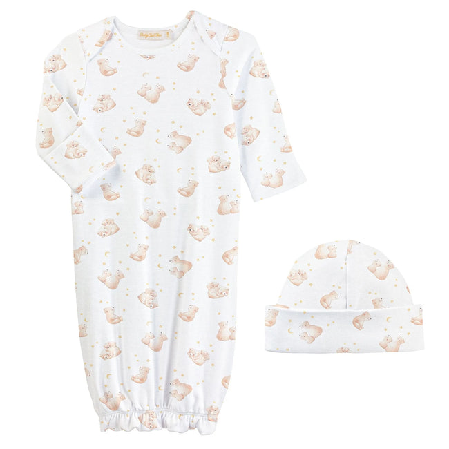 Teddy bear print newborn gown, blanket & hat gift set | Olive Sprout Kids