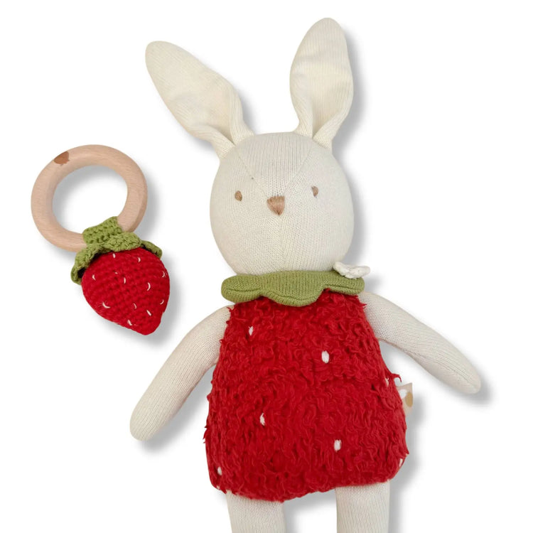 The Blueberry Hill Teether Strawberry Red Cotton Crochet