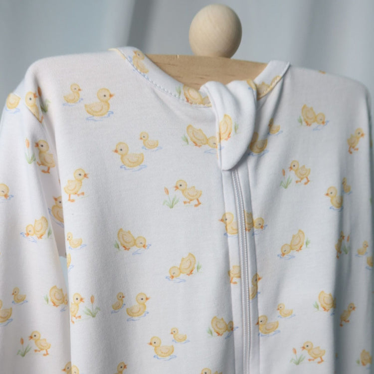 Tiny Baby Duckies Zipped Footie (Peruvian Cotton)