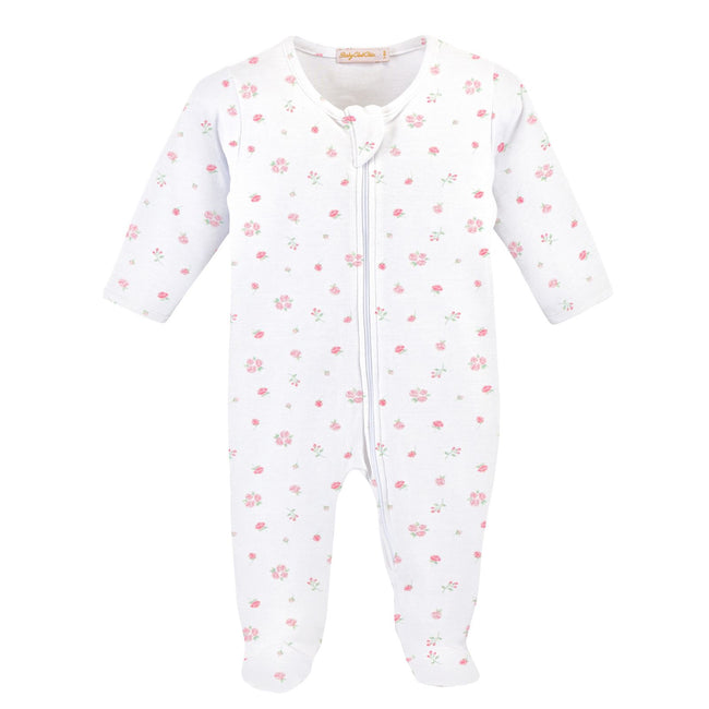 Baby girl rosebud zipped footie & headband set | Olive Sprout Kids Pima cotton baby girl 