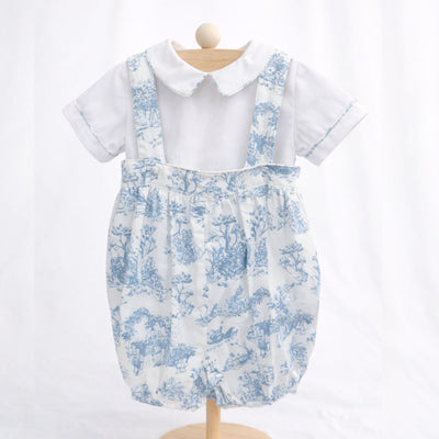 Theodore Toile de Jouy Overalls & Shirt Set