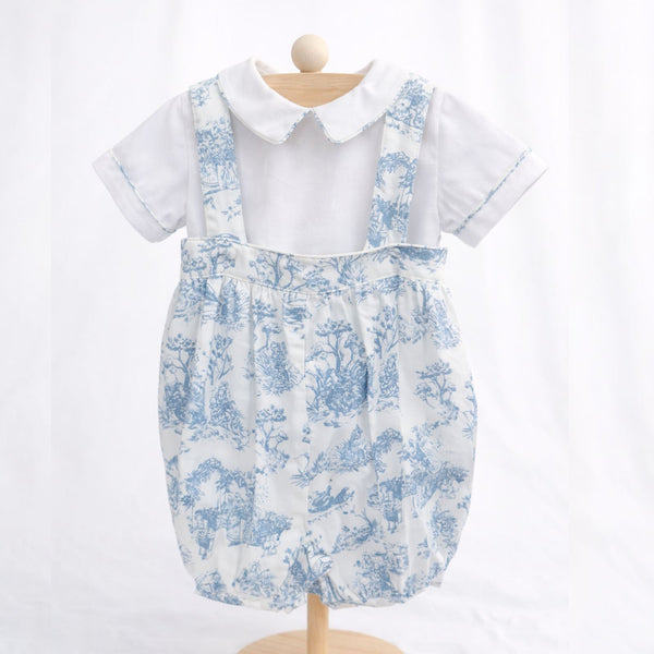 Theodore Toile de Jouy Overalls & Shirt Set