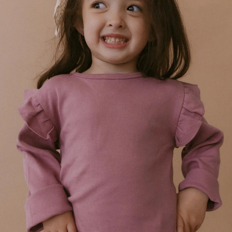 Ruffle Long Sleeve Top Set of 2 (Organic Cotton) makemake organics for toddler girls