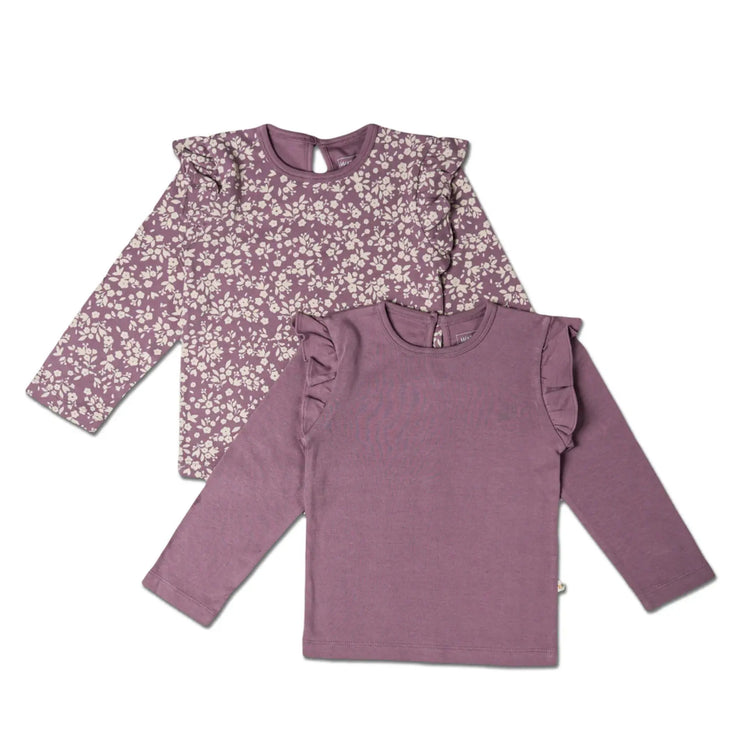 Ruffle Long Sleeve Top Set of 2 (Organic Cotton) for toddler girls, matching 