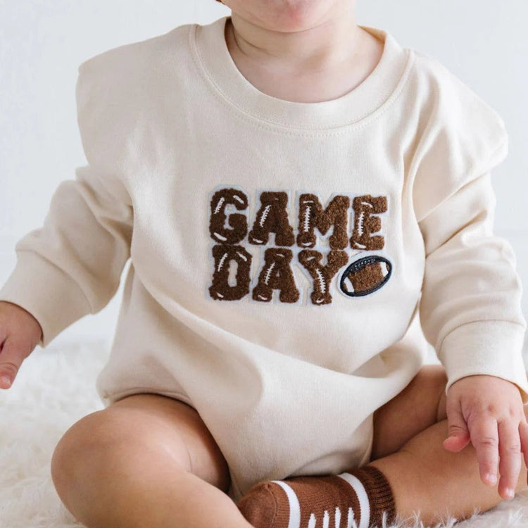 Game Day Patch Romper - Olive Sprout Kids