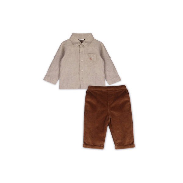 Positano Linen Shirt & Corduroy Pants (Organic) - Olive Sprout Kids
