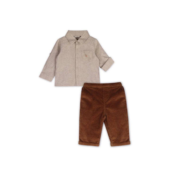 Positano Linen Shirt & Corduroy Pants (Organic) - Olive Sprout Kids