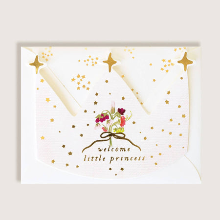 Welcome Little Princess Crown Baby Greeting Card